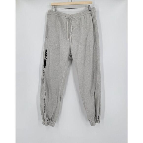 Maharishi Mens Gray Organic Cotton Logo Drawstring Jogger Sweatpants Sz XL
